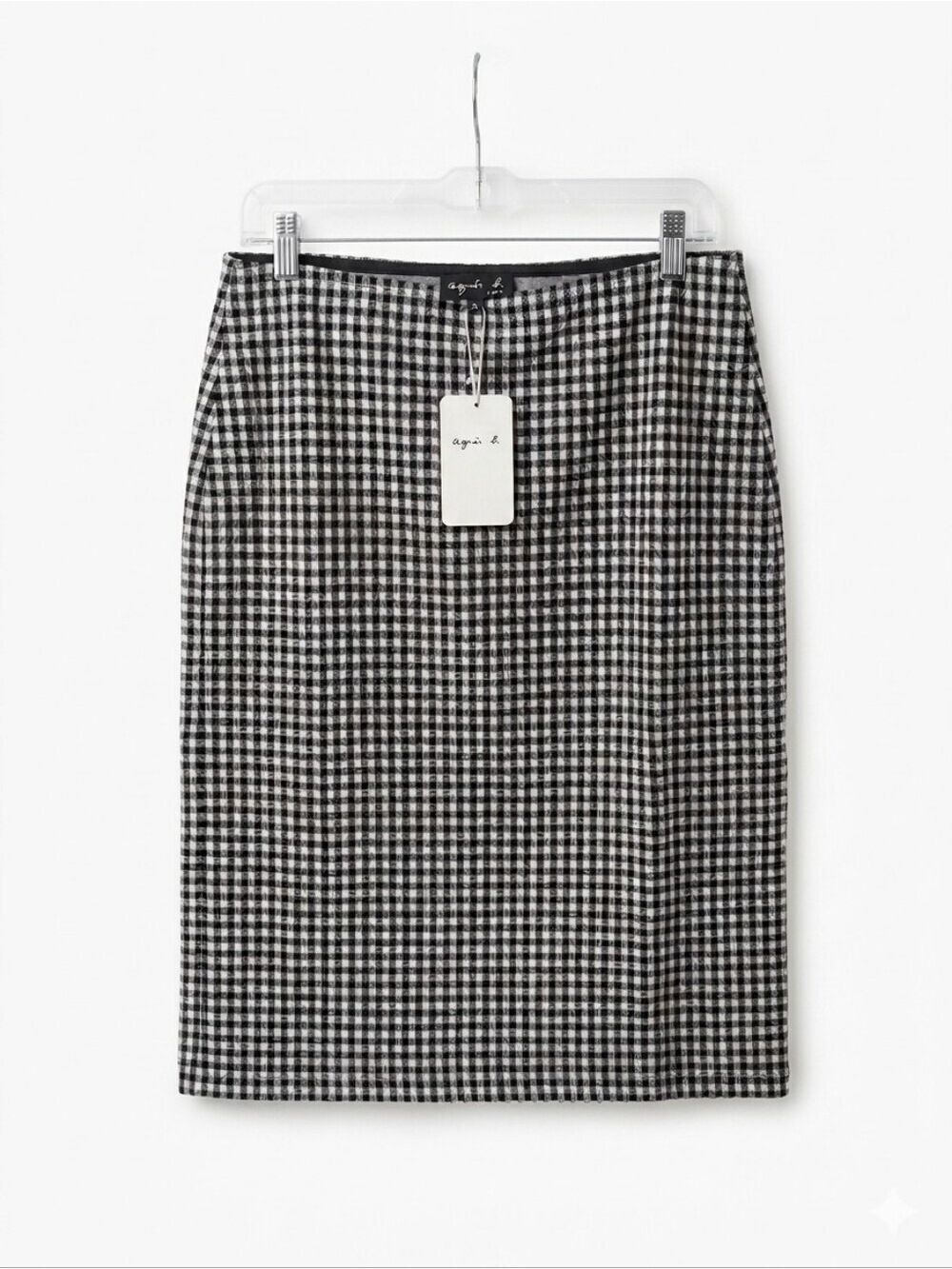 Agnes B. Paris Black & White Gingham Pencil Jacquard Ninn Skirt Size 2 See Chart